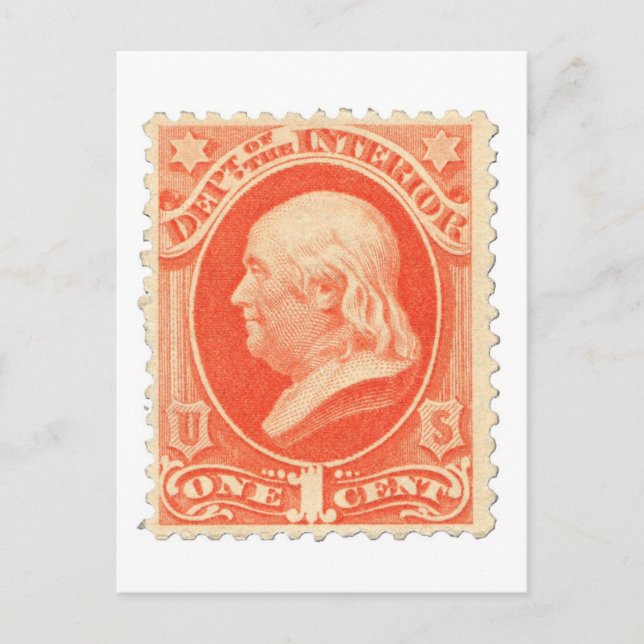 Benjamin Franklin One Cent US Postage Stamp Postcard (Front)