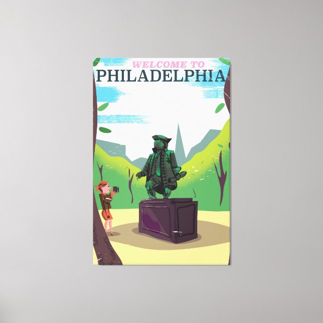 Benjamin Franklin Philadelphia cartoon Canvas Print (Front)