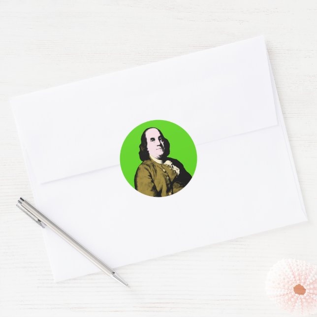 Benjamin Franklin Pop Art Style Classic Round Sticker (Envelope)