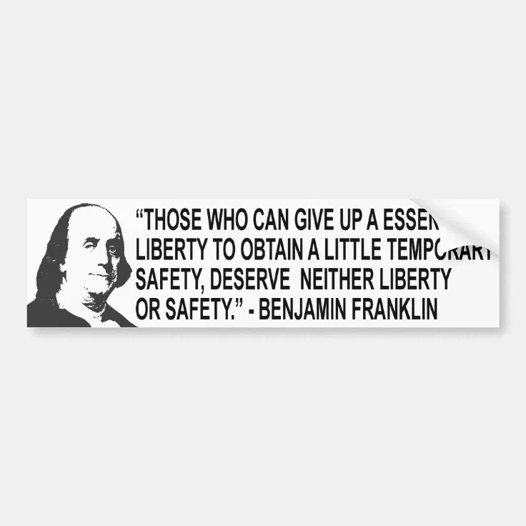 Ben Franklin Quote about Liberty & Safety See Description  2 Stickers Free S&H 