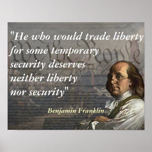 Benjamin Franklin Quote on Liberty Poster
