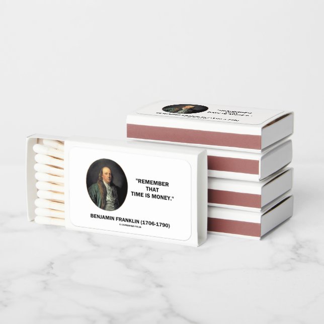 Benjamin Franklin Remember Time Is Money Quote Matchboxes (Stacked)