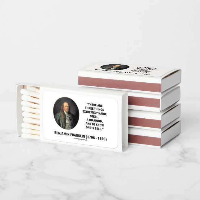 Benjamin Franklin Three Things Extremely Hard Matchboxes (Stacked)