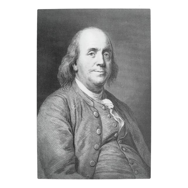 Benjamin Franklin usa president history portrait f Metal Print (Front)