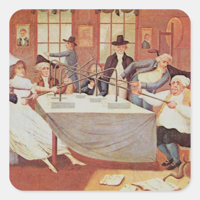 Benjamin Franklin's experiments with electricity Square Sticker (Front)