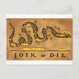 Benjamin Franklin's Join Or Die Political Cartoon Postcard