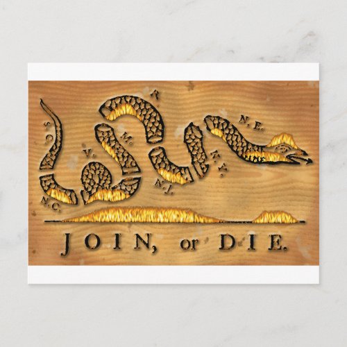 Benjamin Franklins Join Or Die Political Cartoon Postcard