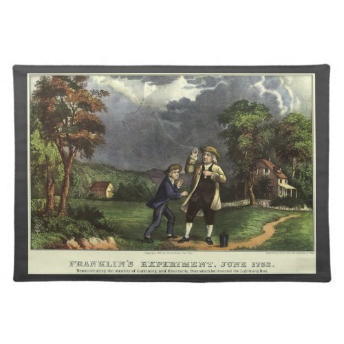 Benjamin Franklins Kite and Lightning Experiment Cloth Placemat