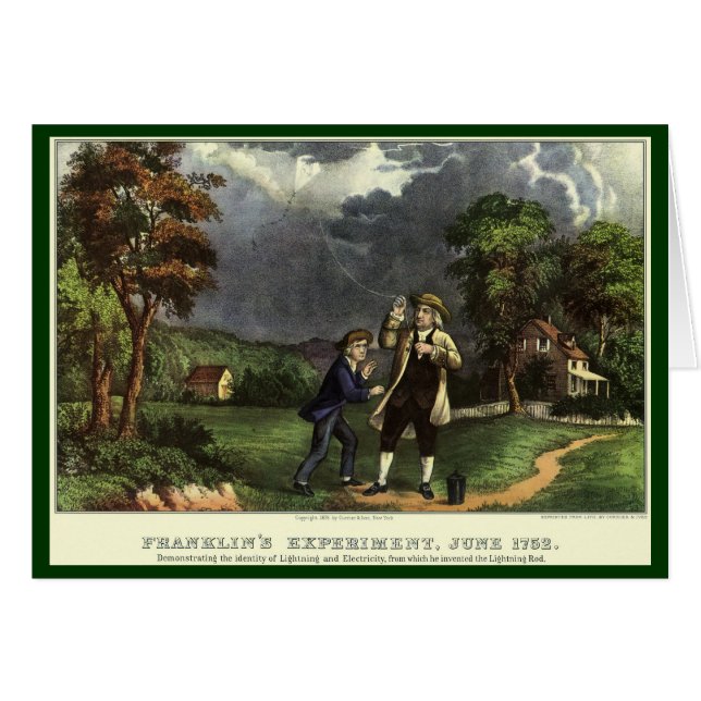 Benjamin Franklin's Lightning with Kite Experiment Cards (Front Horizontal)