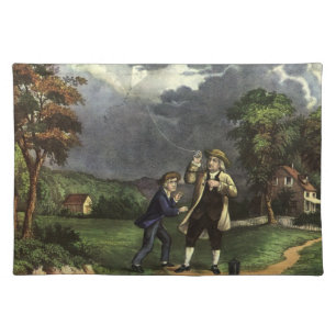 Benjamin Franklin's Lightning with Kite Experiment Cloth Placemat