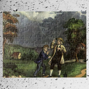 Benjamin Franklin's Lightning with Kite Experiment Jigsaw Puzzle