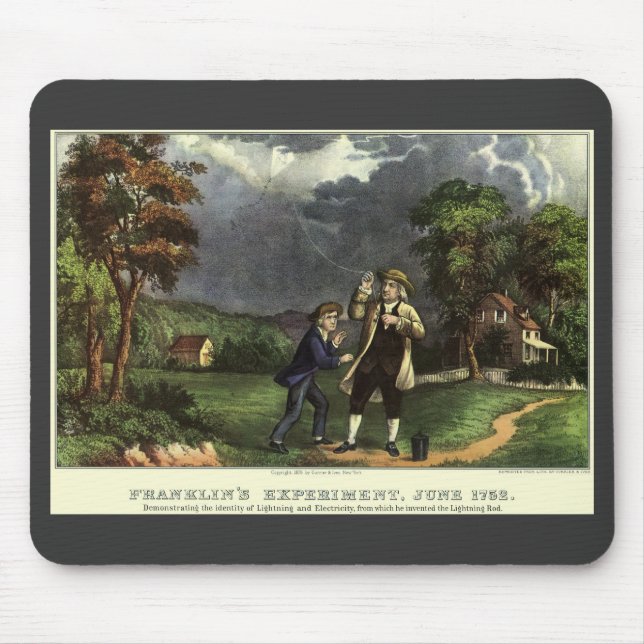 Benjamin Franklin's Lightning with Kite Experiment Mouse Pad (Front)