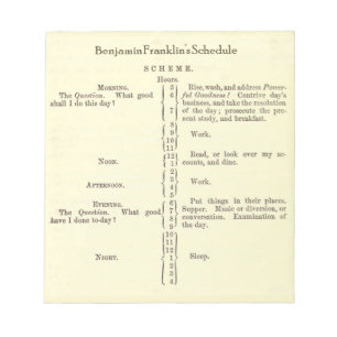 Benjamin Franklin's Schedule Planner notepad