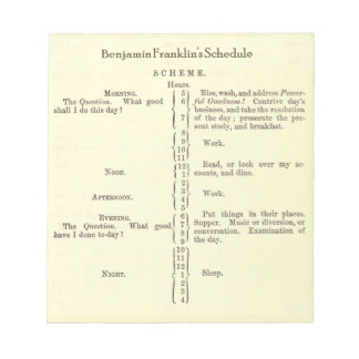 Benjamin Franklin's Schedule Planner notepad