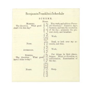 Benjamin Franklin's Schedule Planner Notepad by LiteraryLasts at Zazzle