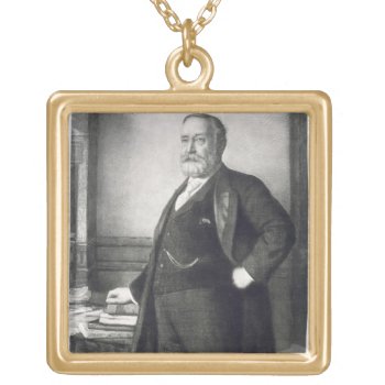 Benjamin Harrison (1833-1901)  23rd President Of T Gold Plated Necklace by bridgemanimages at Zazzle