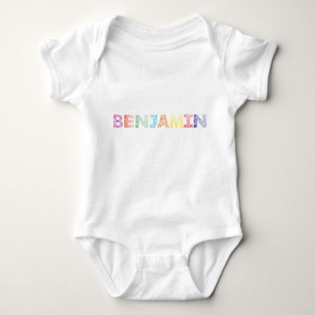 Benjamin Letter Name Baby Bodysuit (Front)