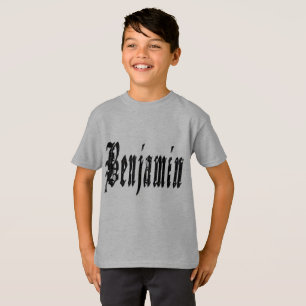 Benjamin, Name, Logo, Boys Gray T-shirt