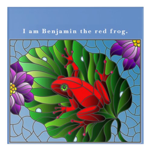 Benjamin the Red Frog Pond Flower Green Lotus Leaf Acrylic Print