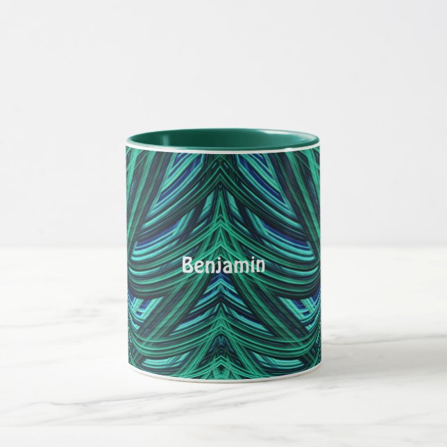 BENJAMIN ~ Zany 3D Fractal ~ Blue and Green  Mug (Center)