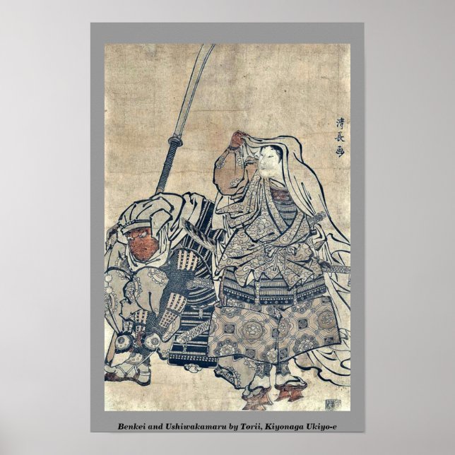 Benkei and Ushiwakamaru by Torii, Kiyonaga Ukiyo-e Poster (Front)