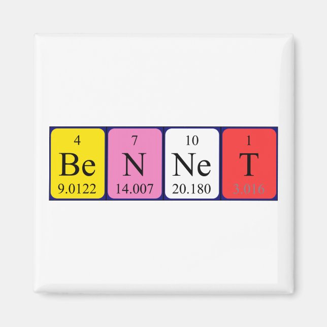 Bennet periodic table name magnet (Front)
