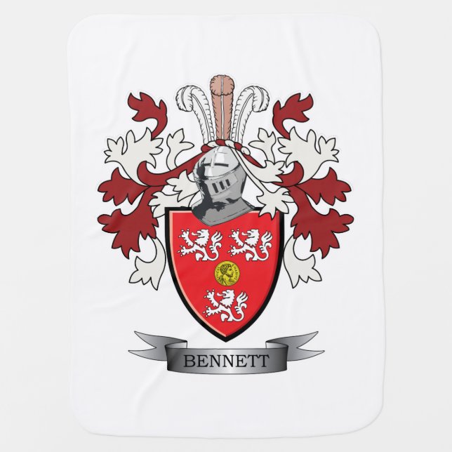 Bennett Family Crest Coat of Arms Baby Blanket (Front)