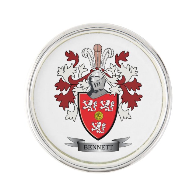Bennett Family Crest Coat of Arms Lapel Pin (Front)