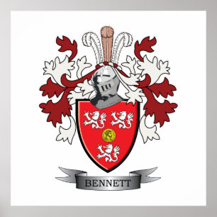 Bennett Family Crest Coat of Arms Poster