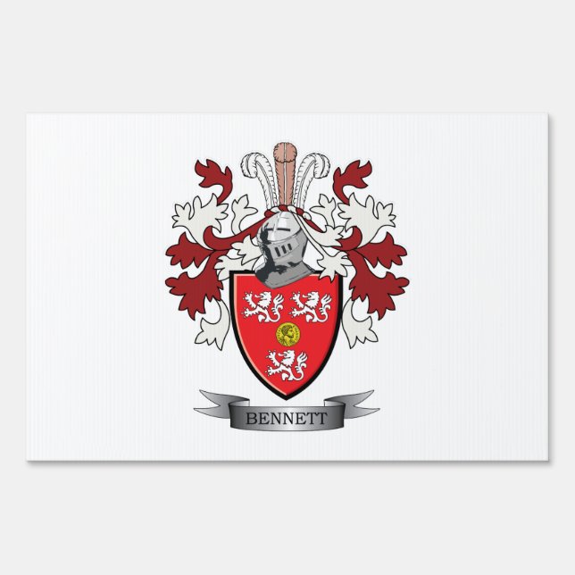 Bennett Family Crest Coat of Arms Sign (Front)