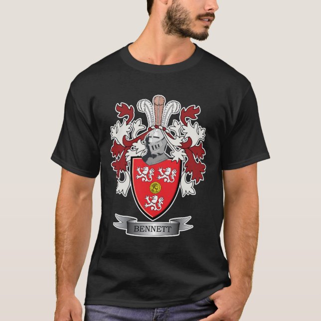 Bennett Family Crest Coat of Arms T-Shirt (Front)