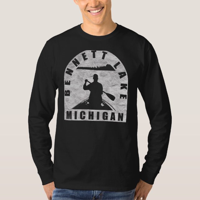 Bennett Lake Canoeing Michigan T-Shirt (Front)