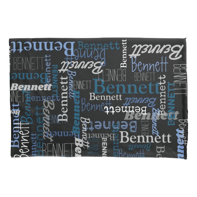 Bennett personalized name blue gray  pillow case (Front)