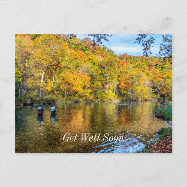 Bennett Spring Autumn Fishing Get Well Postcard (Front)