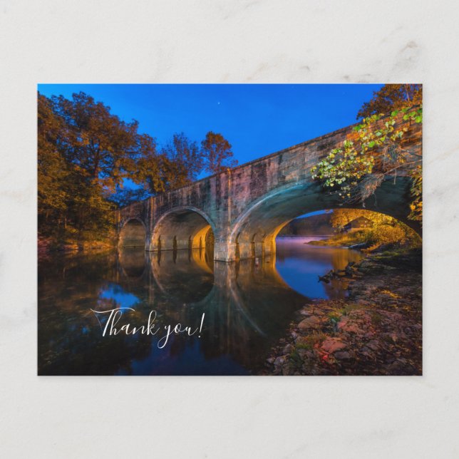 Bennett Spring Bridge Twilight Thank You Postcard (Front)