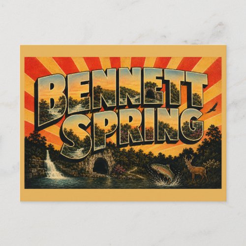 Bennett Spring State Park MO Vintage Travel Art Postcard