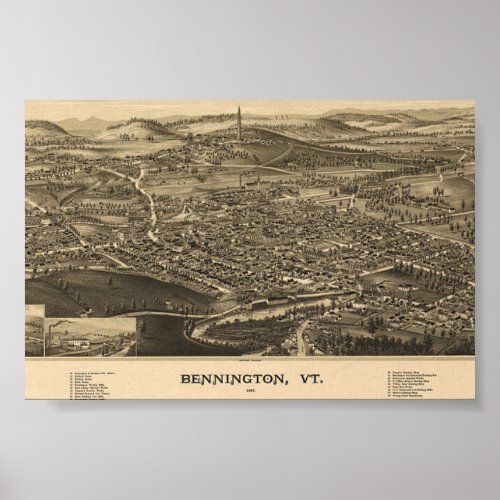 Bennington Vermont Green Mountains Vintage Poster