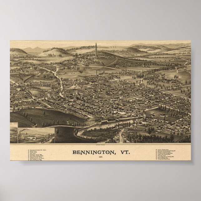 Bennington, Vermont Green Mountains Vintage Poster (Front)