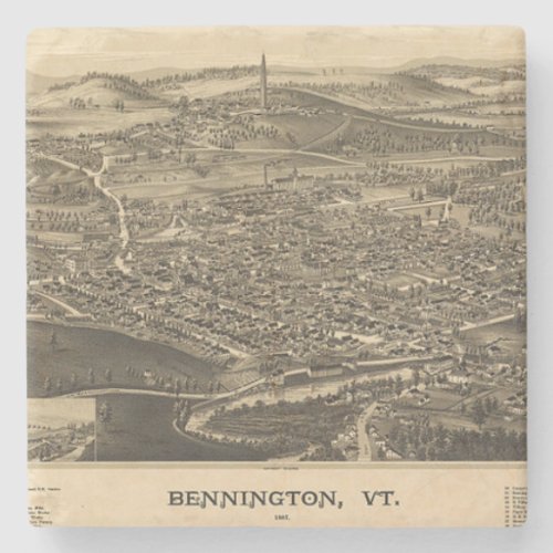 Bennington Vermont Vintage Map Stone Coaster