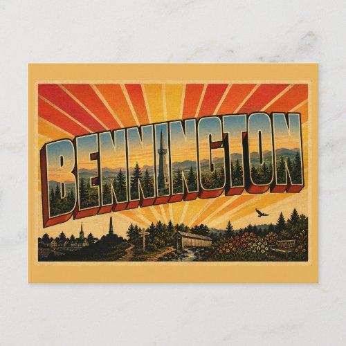 Bennington VT Monument Green Mountains Art Postcard