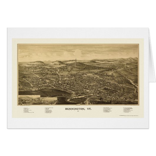 Bennington, VT Panoramic Map - 1887 Cards (Front Horizontal)