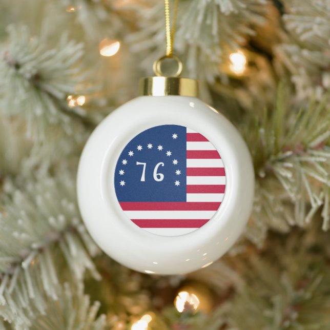 Bennington's Banner: The 76 American Battle Flag Ceramic Ball Christmas Ornament (Tree)