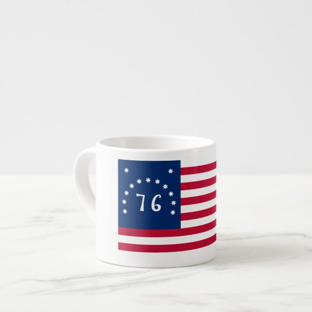 Bennington's Banner: The 76 American Battle Flag Espresso Cup (Front Left)