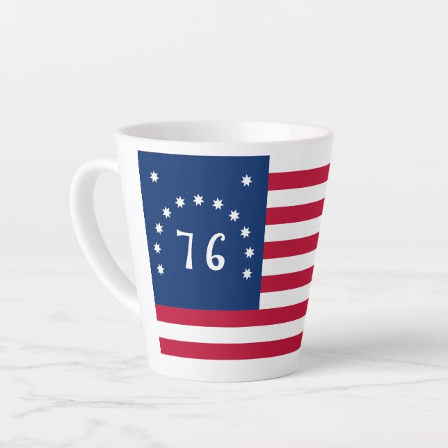 Bennington's Banner: The 76 American Battle Flag Latte Mug (Left Angle)