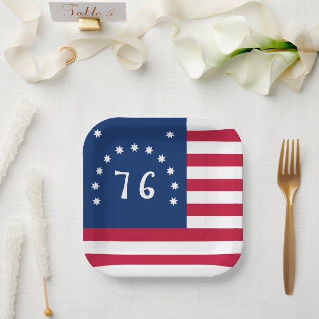 Bennington's Banner: The 76 American Battle Flag Paper Plates (Wedding)