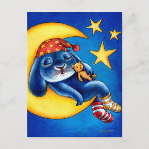 Benny Blue _ Moon and Stars Postcard