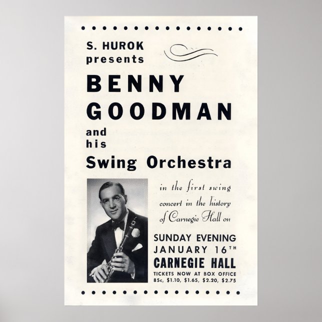 Benny Goodman jazz poster - Carnegie Hall - NYC (Front)