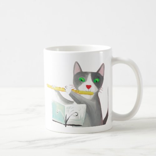 Benny the flute player cat coffee mug