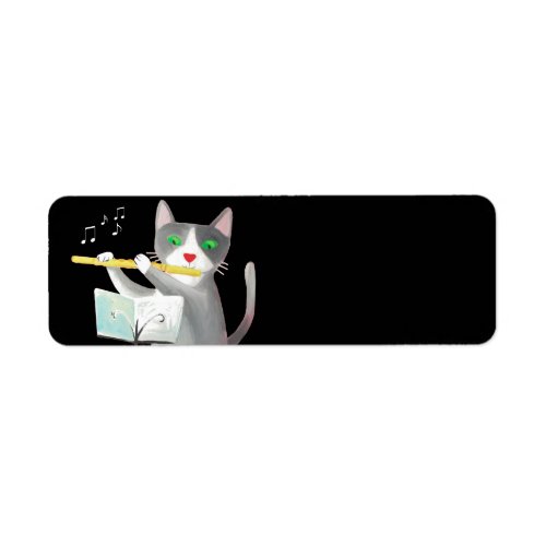 Benny the flute player cat label