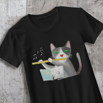 Benny The Flute Player Cat T-shirt by Lucia_Salemi at Zazzle